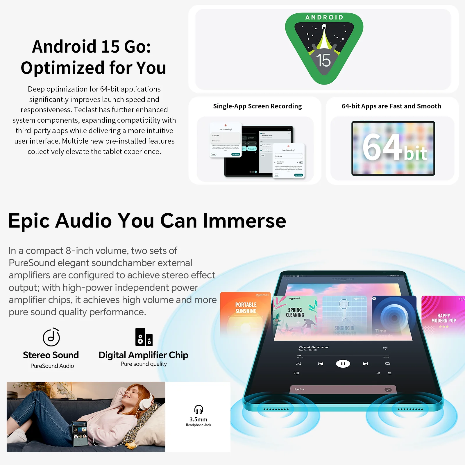 تابلت تيكلاست P85 أندرويد 15 8 بوصة IPS 3 + 6GB RAM 64GB ROM A333 5 - الصورة 6