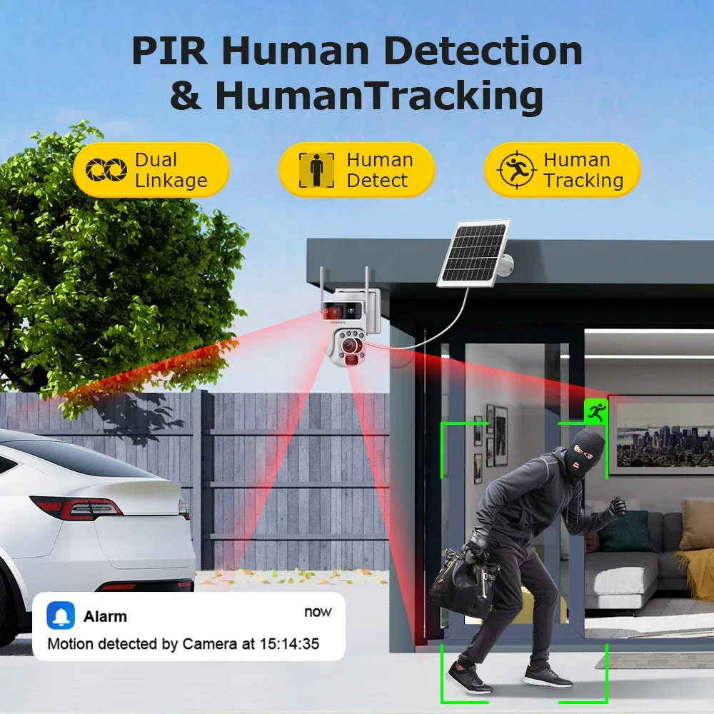 كاميرا تعمل بالطاقة الشمسية SHIWOJIA 4G 6K 12MP 50X - الصورة 4