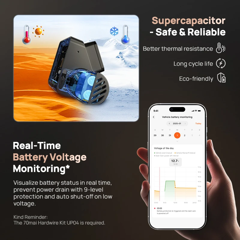 كاميرا 70mai 4K Dash Cam A810S - الصورة 3