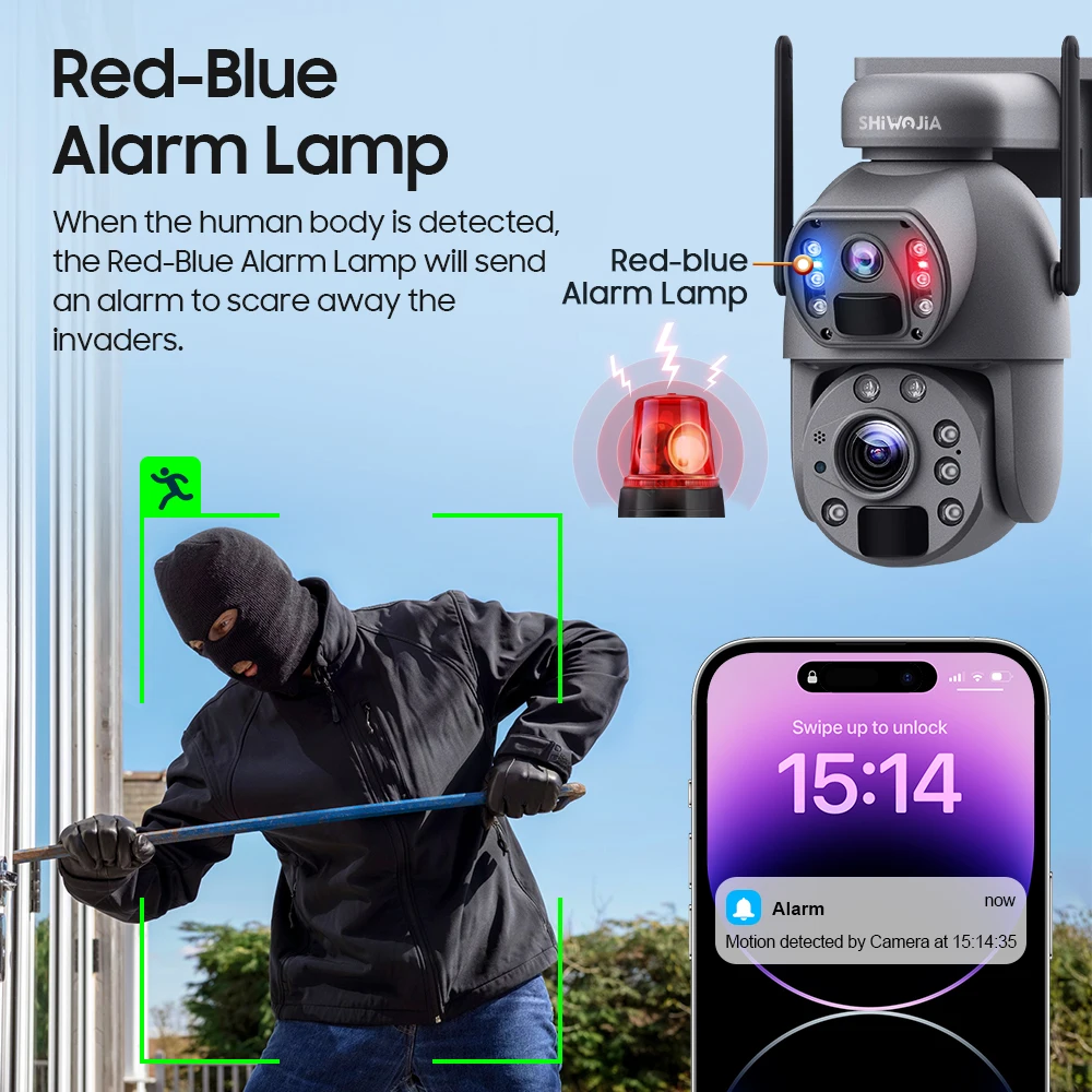 كاميرا تعمل بالطاقة الشمسية SHIWOJIA 4G Sim 5K 10MP 50X - الصورة 4