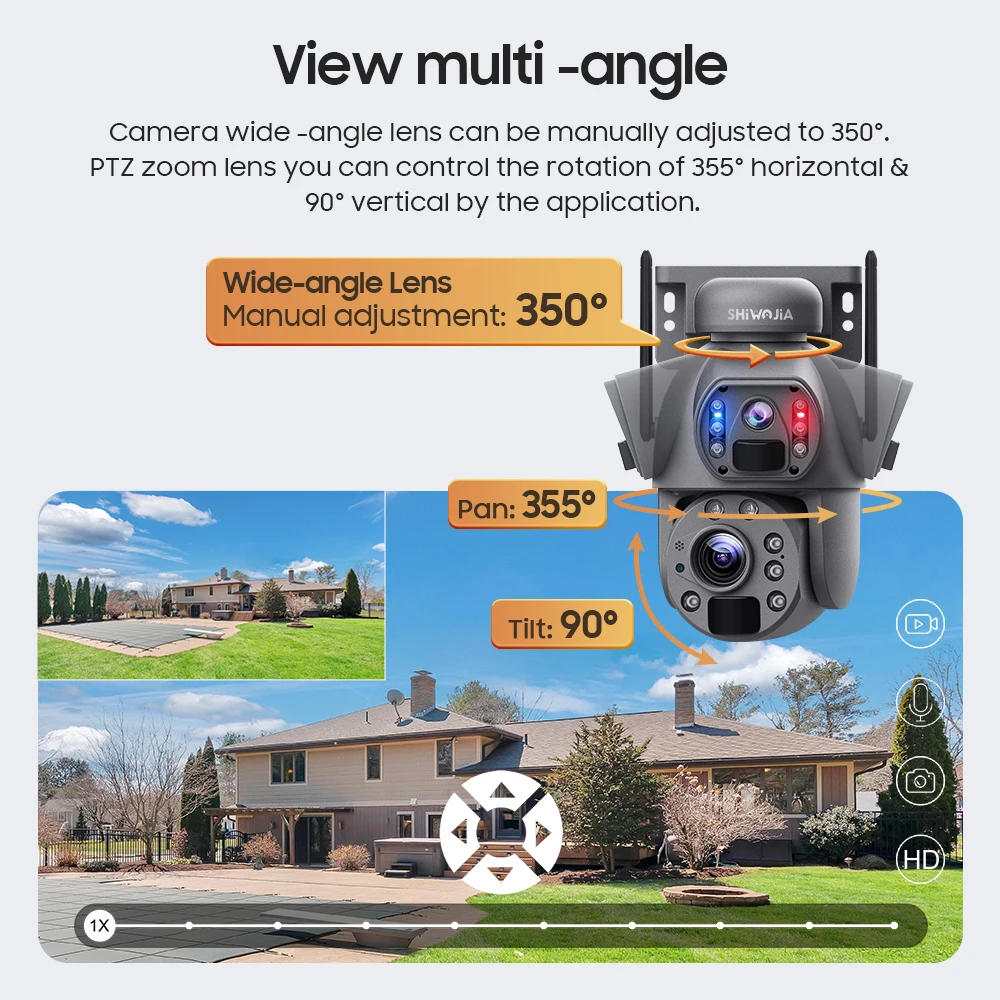 كاميرا تعمل بالطاقة الشمسية SHIWOJIA 4G Sim 5K 10MP 50X - الصورة 5