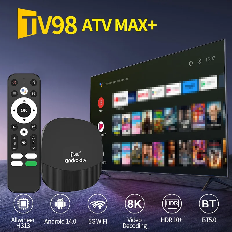 جهاز TV98 ATV Max Plus TV Box بنظام التشغيل أندرويد 14 8K و 4K HD - الصورة 2
