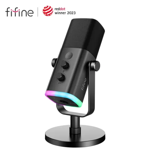 ميكروفون ديناميكي FIFINE USB/XLR مع زر كتم الصوت يعمل باللمس