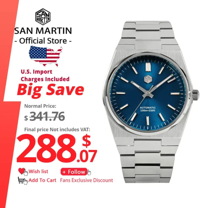 ساعة سان مارتن الكلاسيكية للرجال 40 مللي متر ميوتا 9015